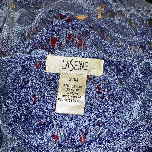LASeine blue/purple crocheted short sleeve top - Picture 2 of 6